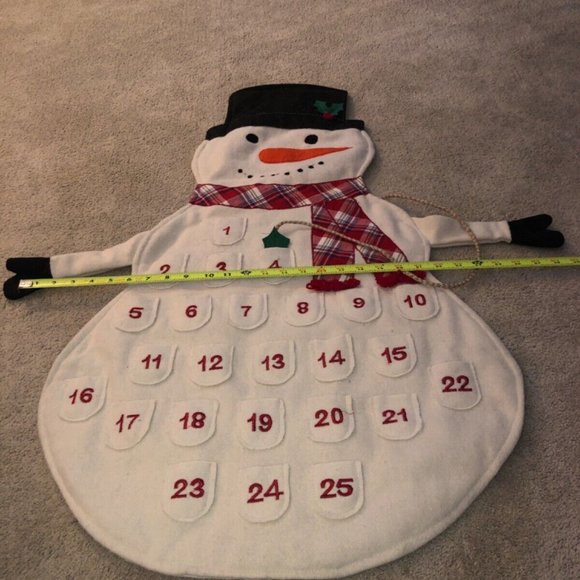 Vintage Advent Calendar Christmas‎ Countdown Snowman Wool Fabric Storehouse - Picture 6 of 13